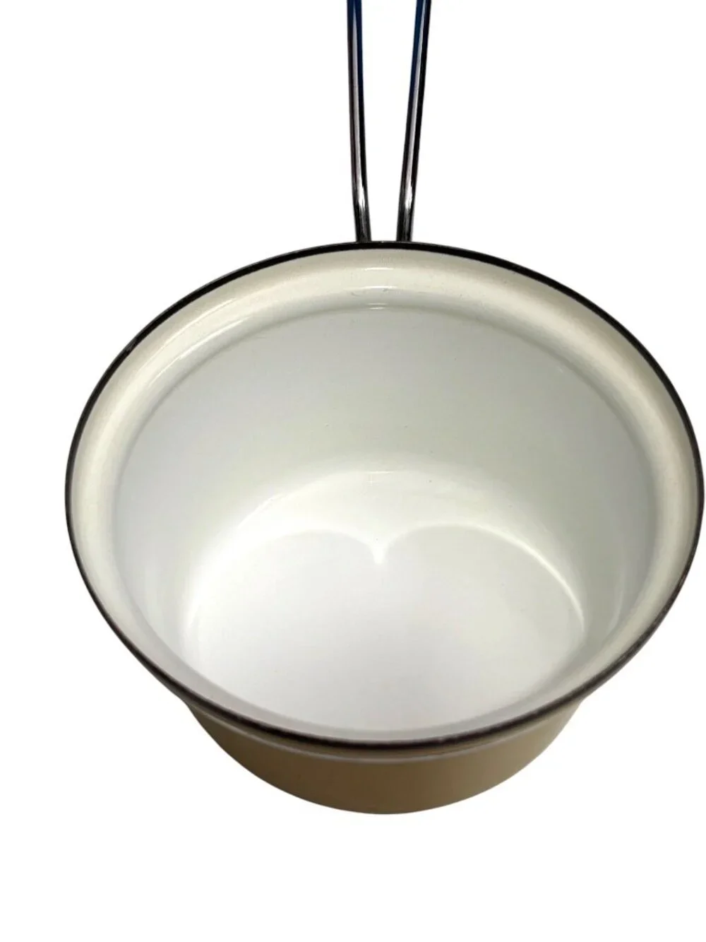 Vintage olive green  Enamel Saucepan With Metal Handle - Retro Kitchen Cookware
